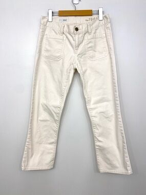 Gap 1969 Cream Cropped Straight Leg Jeans Ecru Patch Pocket Women’s 27